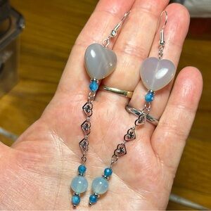 3/$25 Gray Agate Heart Drop Earrings